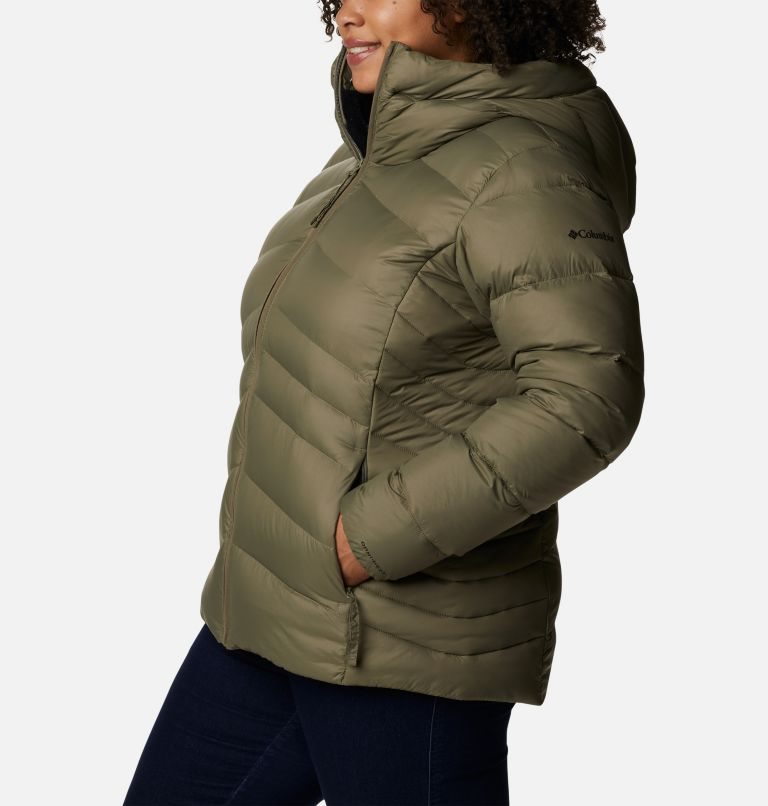 Women's Columbia Autumn Park Hooded Down Jackets Olive | Plus Size CA-M0A16